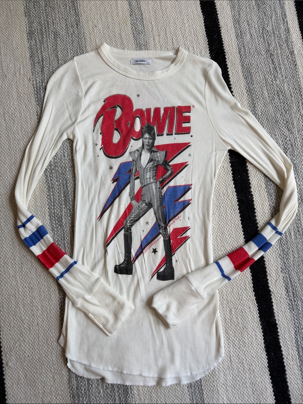 Lauren Moshi Bowie Graphic Concert Thermal Long Sleeve Shirt